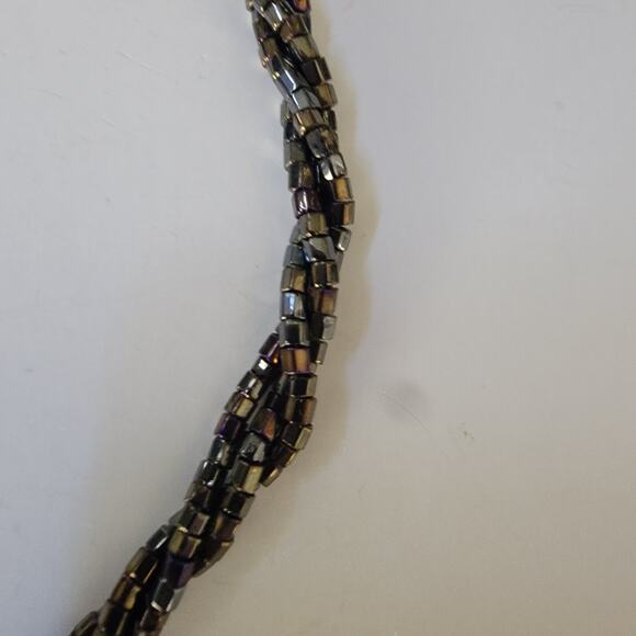 Vintage Black Gold Beaded Twist Necklace 26 Inch Long Sparkle Statement Jewelry - Picture 4 of 10